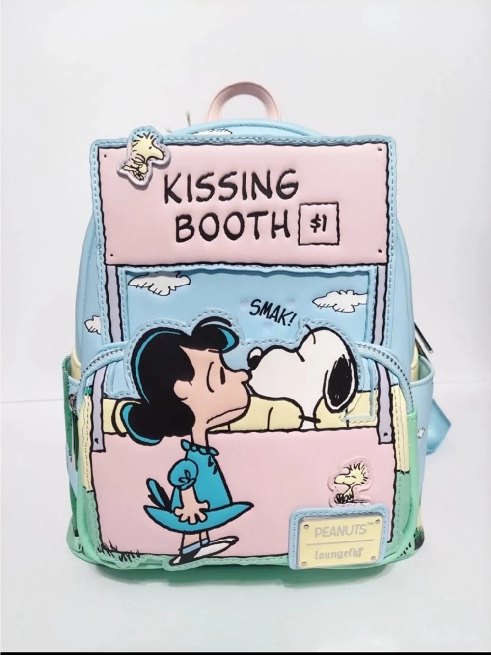 Loungefly Peanuts Mini Backpack - Pink, Light Blue & Mint - Picture 1 of 6